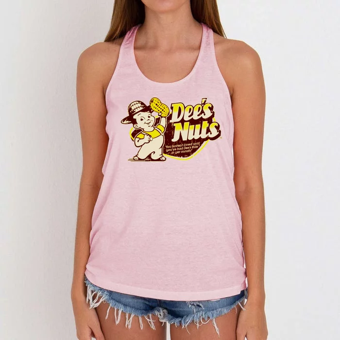 Funny Vintage Dee's Nuts Logo Women's Knotted Racerback Tank