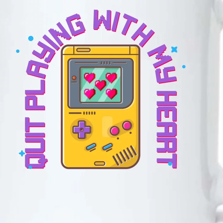 Funny Valentines Day Quit Playing With My Heart Retro Video Game Fan Black Color Changing Mug