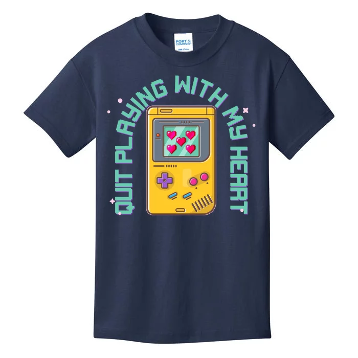 Funny Valentines Day Quit Playing With My Heart Retro Video Game Fan Kids T-Shirt