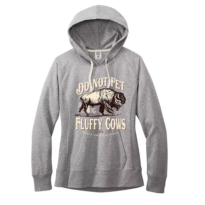 Funny Vintage Do Not Pet the Fluffy Cows American Bison Women's Fleece Hoodie