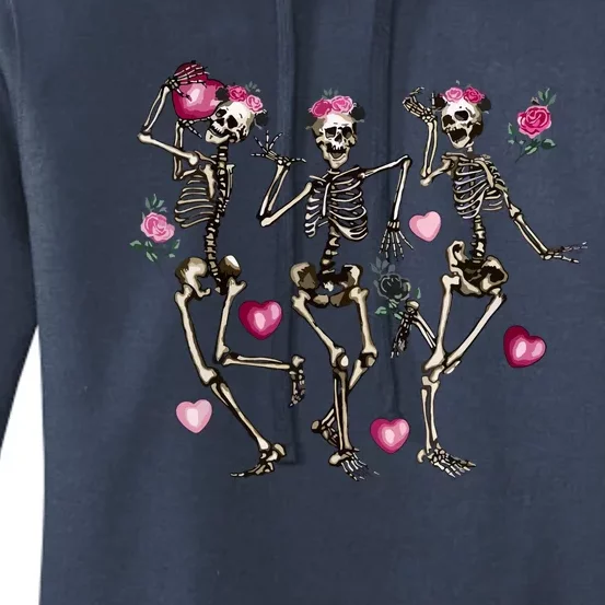 Funny Valentines Day Dancing Skeleton Valentines Women's Pullover Hoodie