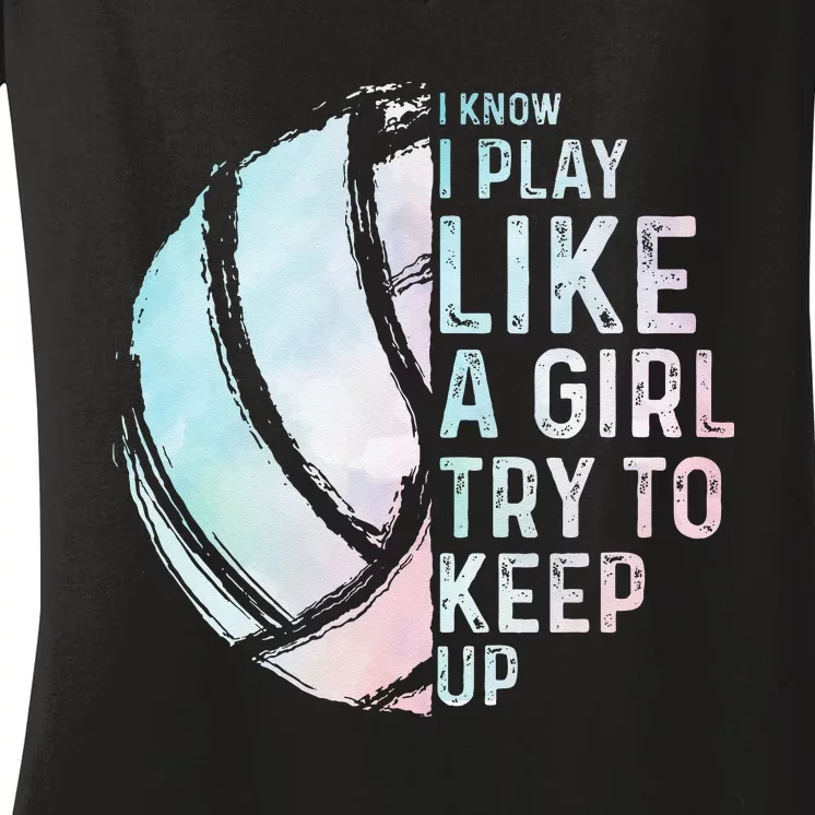 Funny Volleyball Design Women Teen Sports Lovers Women's V-Neck T-Shirt