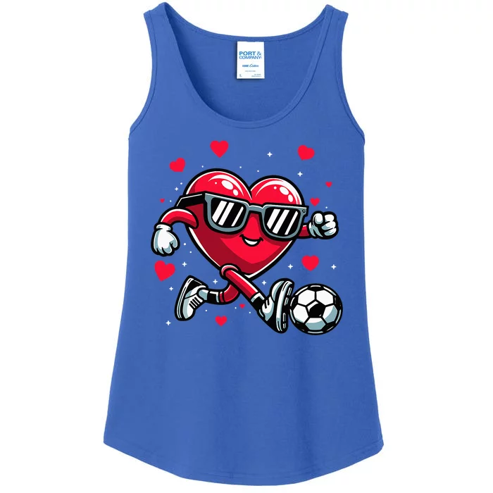 Funny Valentines Day Heart Soccer Player Ladies Essential Tank