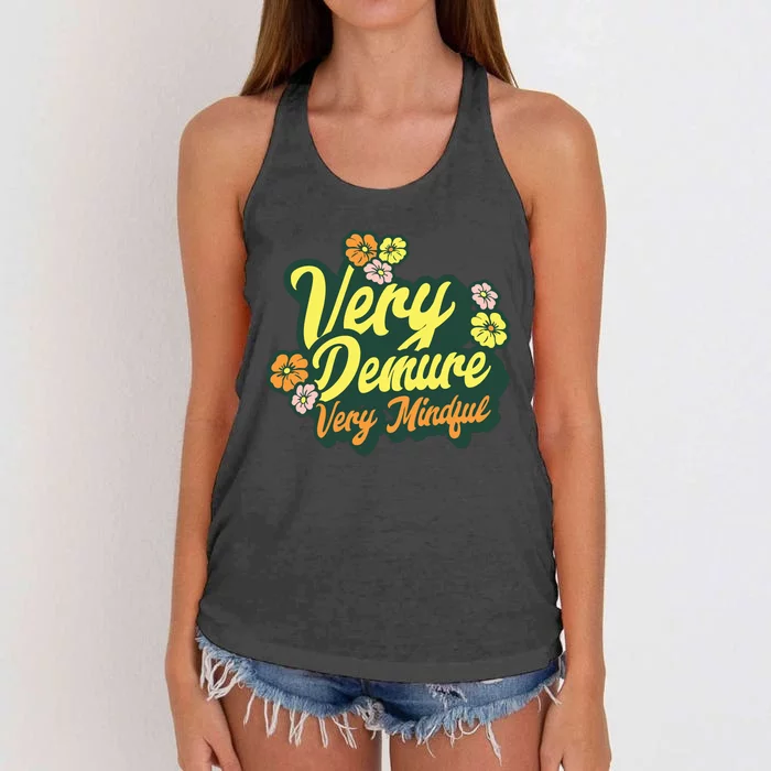 Funny Very Demure Very Mindful Trend Demure Mindful Ladies Women's Knotted Racerback Tank