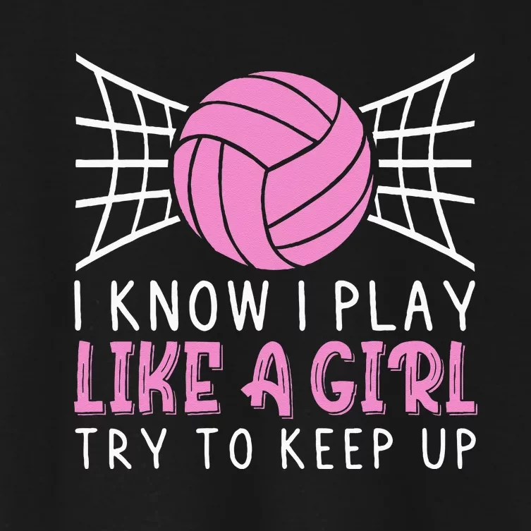 Funny Volleyball Design For Women Volleyball Player Women's Crop Top Tee