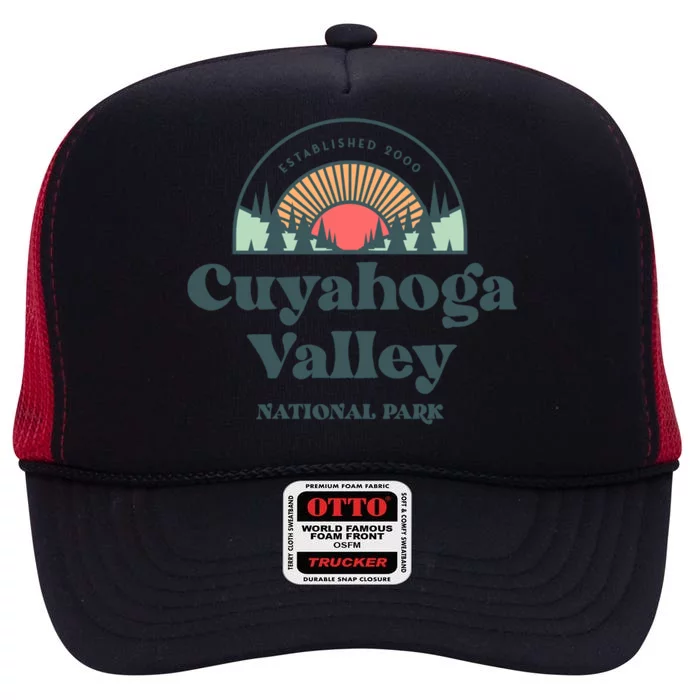 Family Vacation Design Gift Retro Cuyahoga Valley National Park Gift High Crown Mesh Trucker Hat