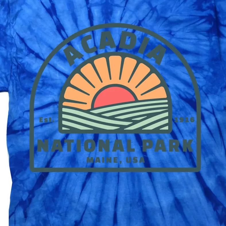 Family Vacation Design Gift Retro Acadia National Park Gift Tie-Dye T-Shirt