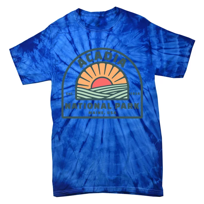 Family Vacation Design Gift Retro Acadia National Park Gift Tie-Dye T-Shirt