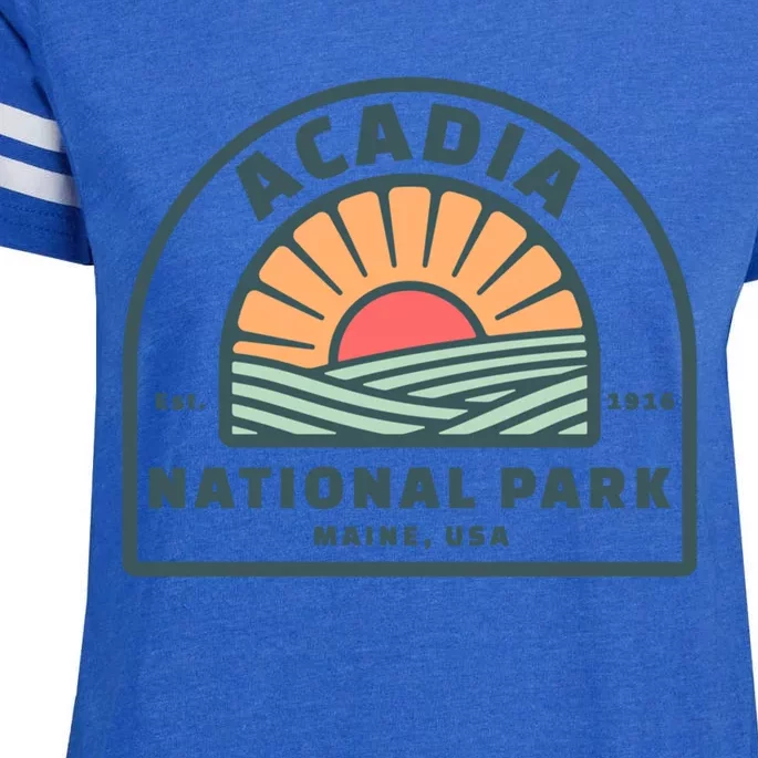 Family Vacation Design Gift Retro Acadia National Park Gift Enza Ladies Jersey Football T-Shirt