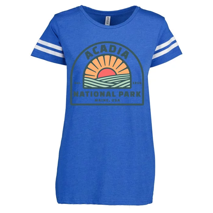 Family Vacation Design Gift Retro Acadia National Park Gift Enza Ladies Jersey Football T-Shirt