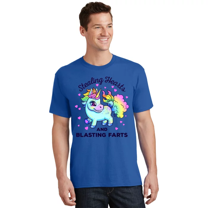 Funny Valentine’s Day Rainbow Unicorn Fart Design Gift T-Shirt