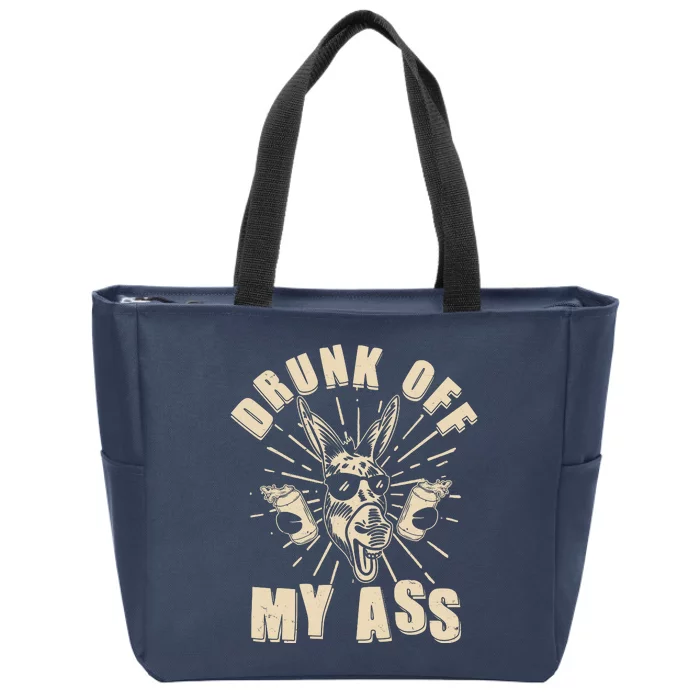 Funny Vintage Drunk Off My Ass Beer Donkey Mule Jackass Zip Tote Bag