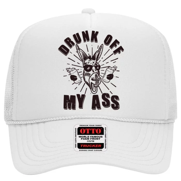 Funny Vintage Drunk Off My Ass Beer Donkey Mule Jackass High Crown Mesh Trucker Hat