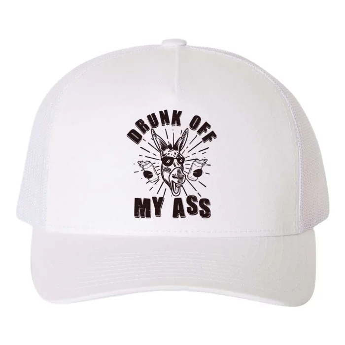 Funny Vintage Drunk Off My Ass Beer Donkey Mule Jackass Yupoong Adult 5-Panel Trucker Hat