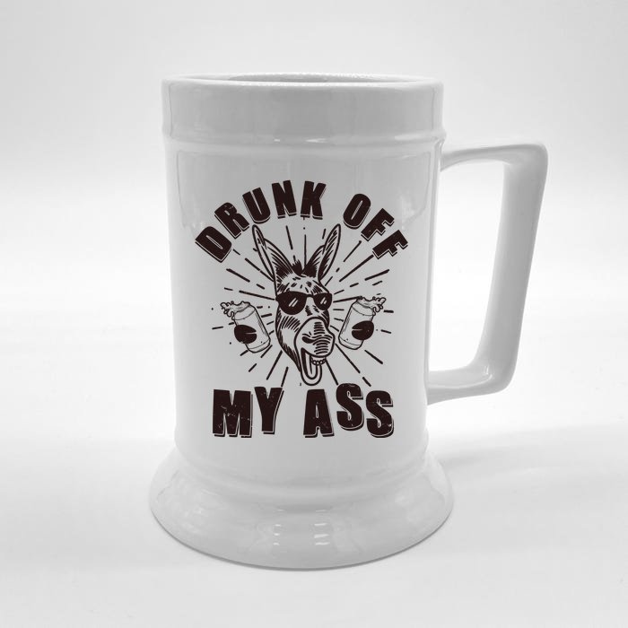 Funny Vintage Drunk Off My Ass Beer Donkey Mule Jackass Front & Back Beer Stein