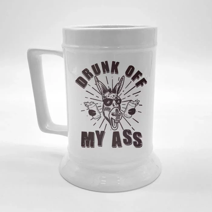 Funny Vintage Drunk Off My Ass Beer Donkey Mule Jackass Front & Back Beer Stein