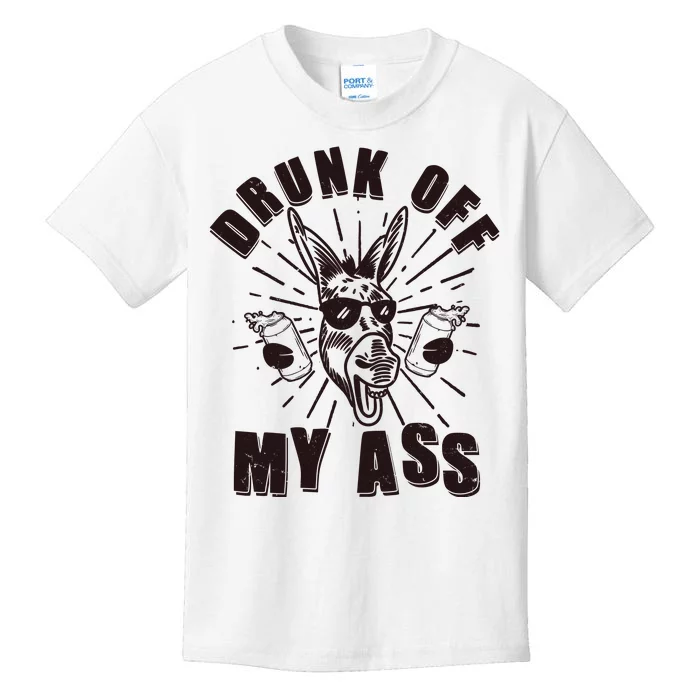 Funny Vintage Drunk Off My Ass Beer Donkey Mule Jackass Kids T-Shirt