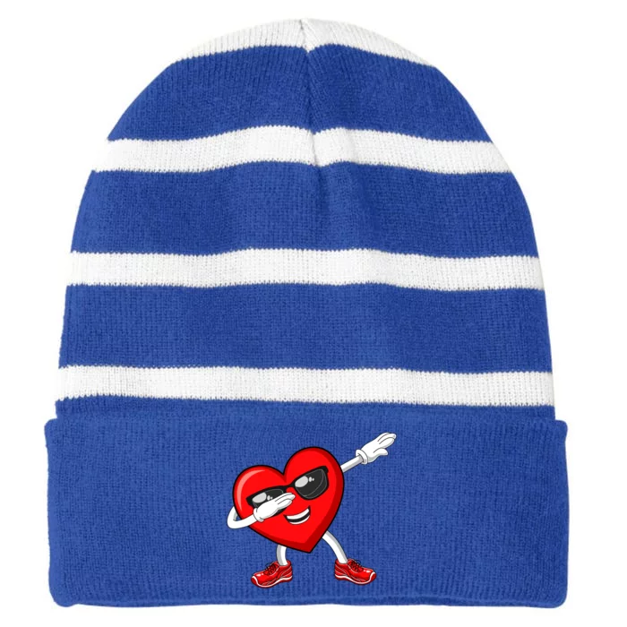 Funny Valentines Day Dabbing Heart Love Dab Dance Funny Gift Striped Beanie with Solid Band