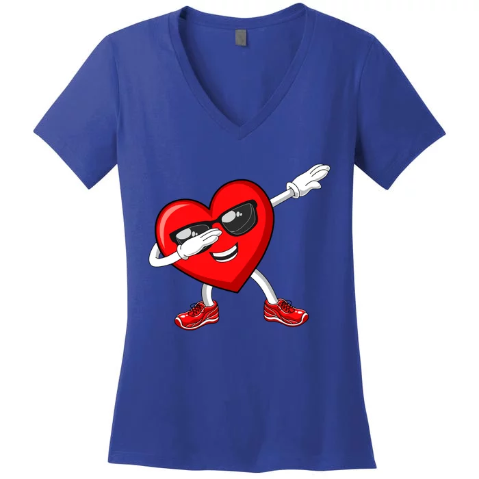 Funny Valentines Day Dabbing Heart Love Dab Dance Funny Gift Women's V-Neck T-Shirt