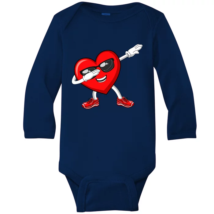 Funny Valentines Day Dabbing Heart Love Dab Dance Funny Gift Baby Long Sleeve Bodysuit