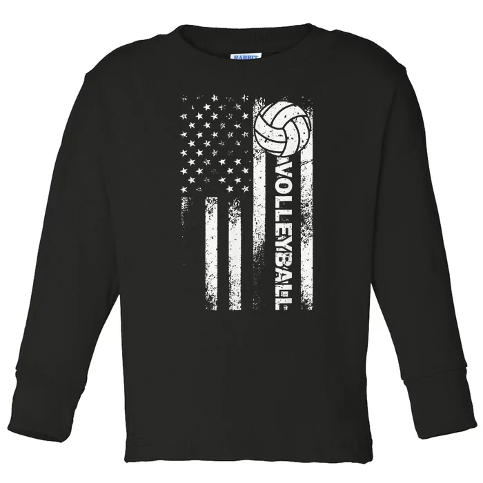 Funny Volleyball Design For  USA Patriotic Athlete Toddler Long Sleeve Shirt