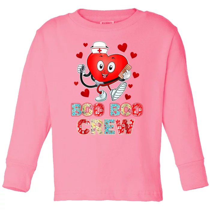 Funny Valentine's Day Boo Boo Crew Nurse Cute Heart Toddler Long Sleeve Shirt