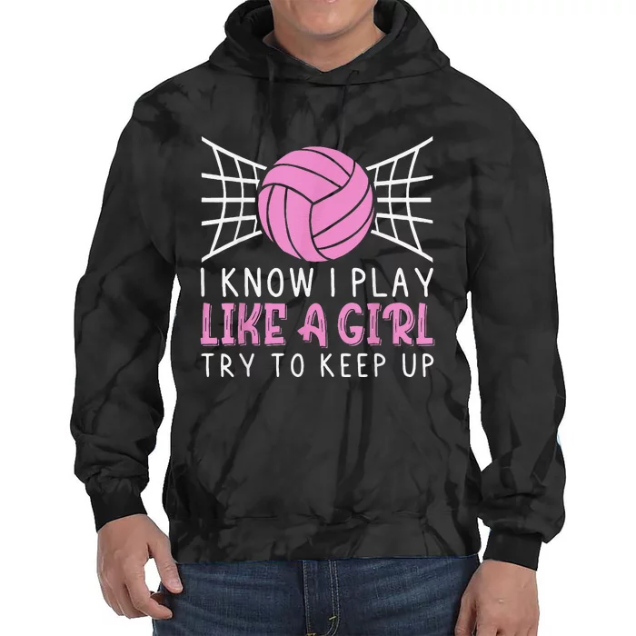 Funny Volleyball Design For  Girls Volleyball Player Tie Dye Hoodie