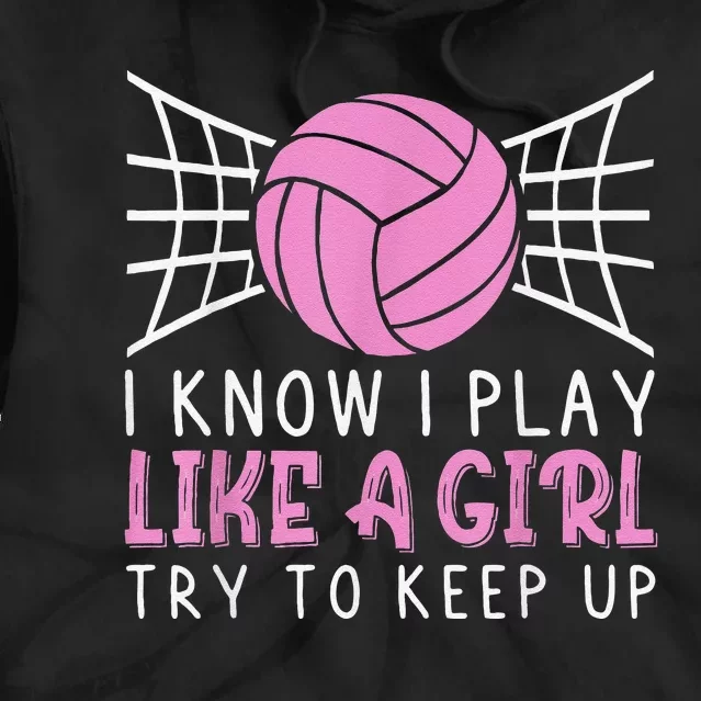 Funny Volleyball Design For  Girls Volleyball Player Tie Dye Hoodie