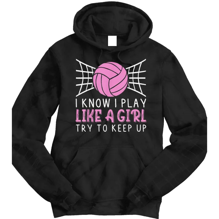 Funny Volleyball Design For  Girls Volleyball Player Tie Dye Hoodie