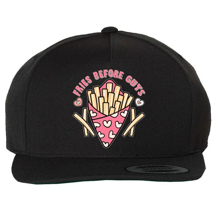 Funny Valentines Day Fries Before Guys French Fries Lover Wool Snapback Cap