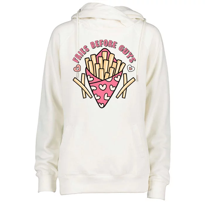 Funny Valentines Day Fries Before Guys French Fries Lover Womens Funnel Neck Pullover Hood