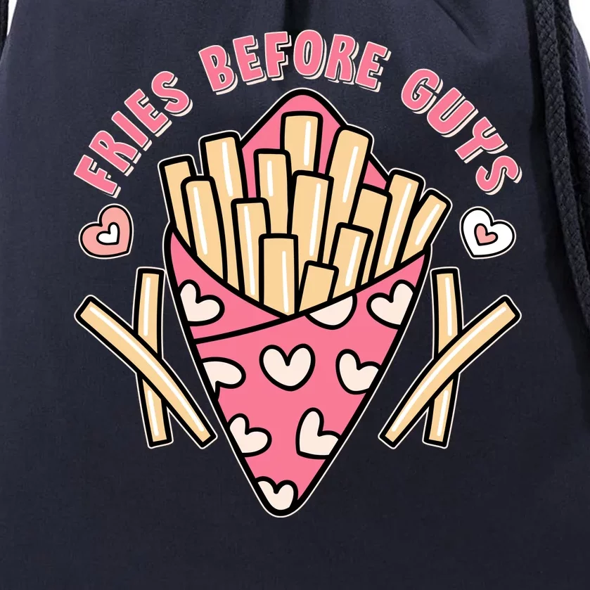 Funny Valentines Day Fries Before Guys French Fries Lover Drawstring Bag