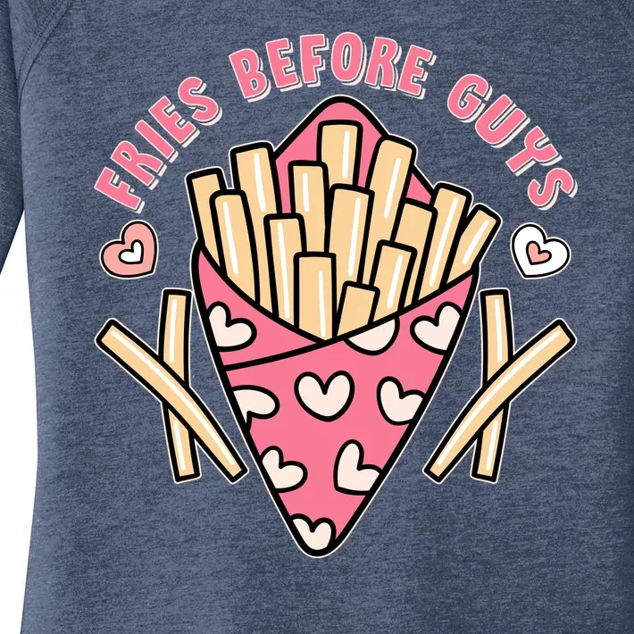 Funny Valentines Day Fries Before Guys French Fries Lover Women's Perfect Tri Tunic Long Sleeve Shirt