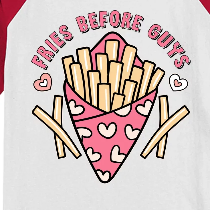 Funny Valentines Day Fries Before Guys French Fries Lover Kids Colorblock Raglan Jersey