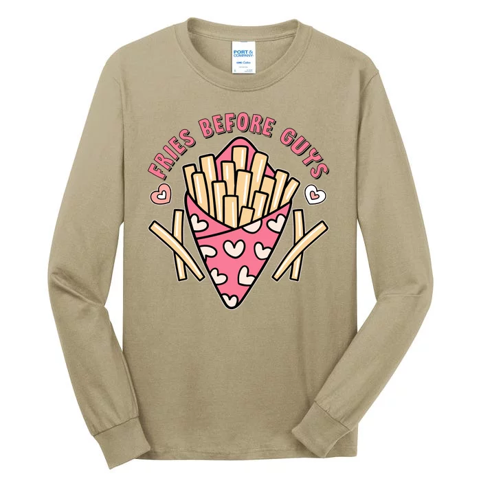 Funny Valentines Day Fries Before Guys French Fries Lover Tall Long Sleeve T-Shirt