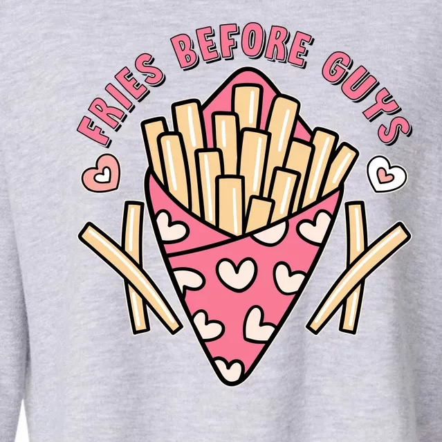 Funny Valentines Day Fries Before Guys French Fries Lover Cropped Pullover Crew