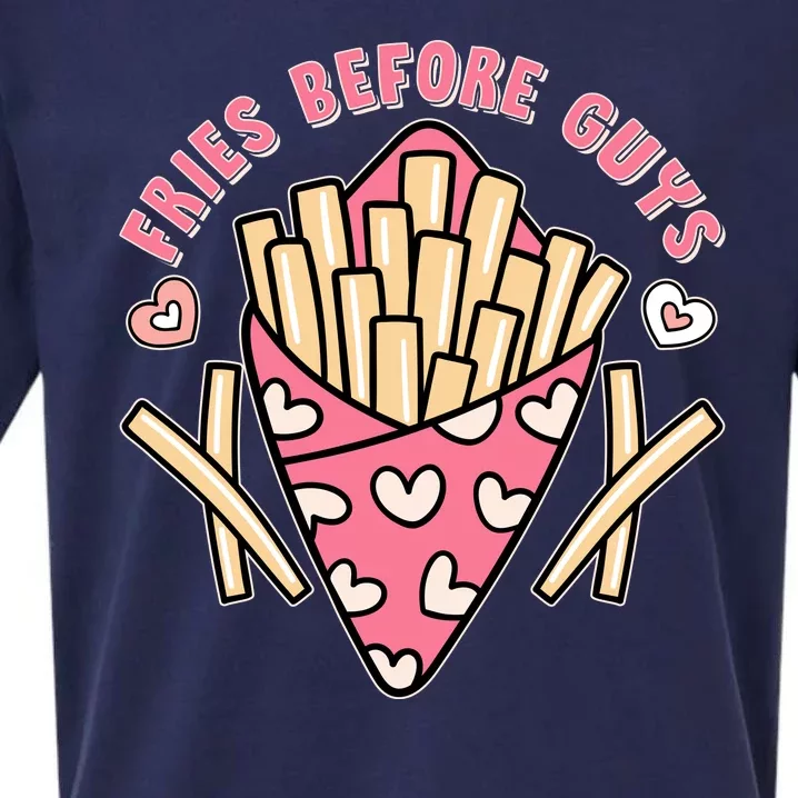 Funny Valentines Day Fries Before Guys French Fries Lover Sueded Cloud Jersey T-Shirt