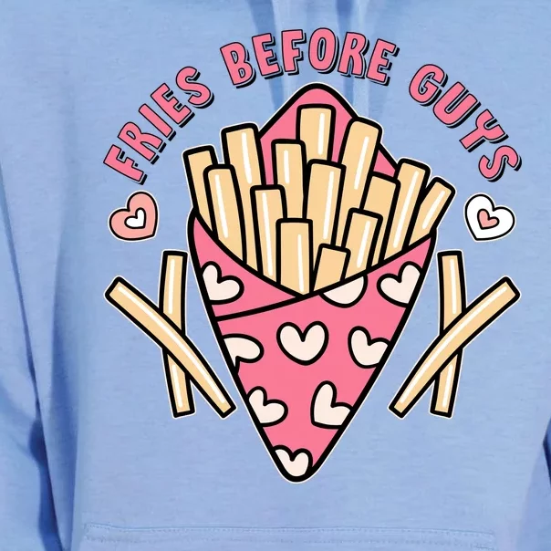 Funny Valentines Day Fries Before Guys French Fries Lover Unisex Surf Hoodie