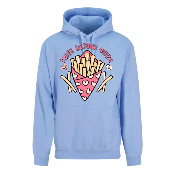 Funny Valentines Day Fries Before Guys French Fries Lover Unisex Surf Hoodie