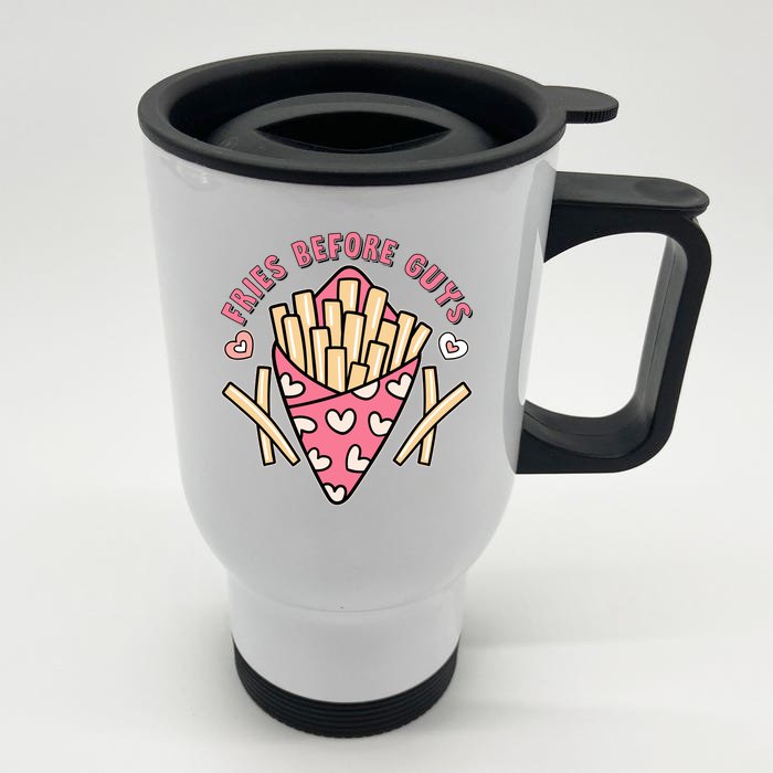 Funny Valentines Day Fries Before Guys French Fries Lover Front & Back Stainless Steel Travel Mug