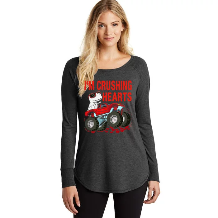 Funny Valentines Day Gifts Dino Trex Monster Truck Women's Perfect Tri Tunic Long Sleeve Shirt