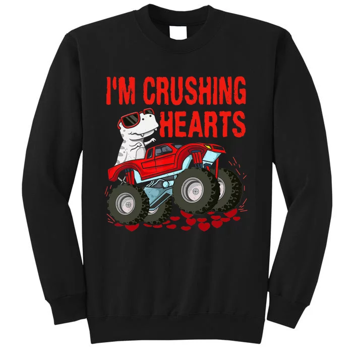 Funny Valentines Day Gifts Dino Trex Monster Truck Tall Sweatshirt