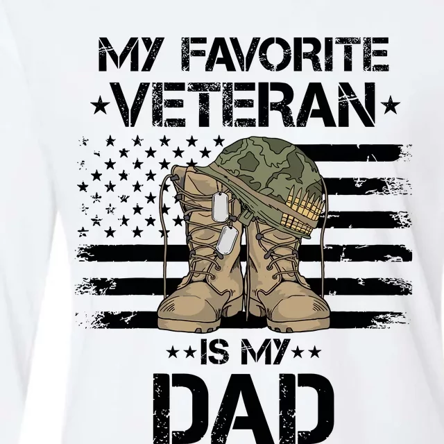 Father Veterans Day My Favorite Veteran Is My Dad For Womens Cotton Relaxed Long Sleeve T-Shirt