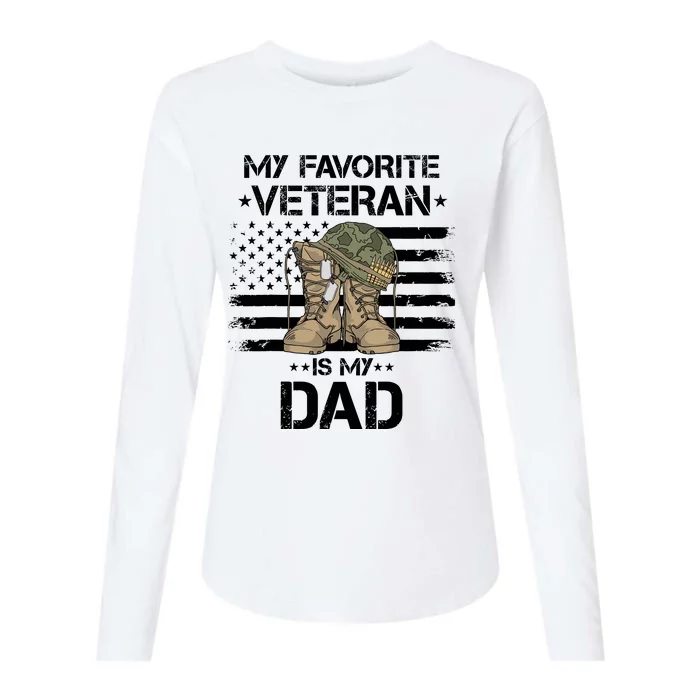 Father Veterans Day My Favorite Veteran Is My Dad For Womens Cotton Relaxed Long Sleeve T-Shirt