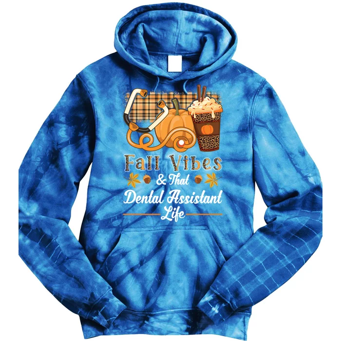 Fall Vibes Dental Assistant Life Pumpkin Spice Latte Leopard Meaningful Gift Tie Dye Hoodie