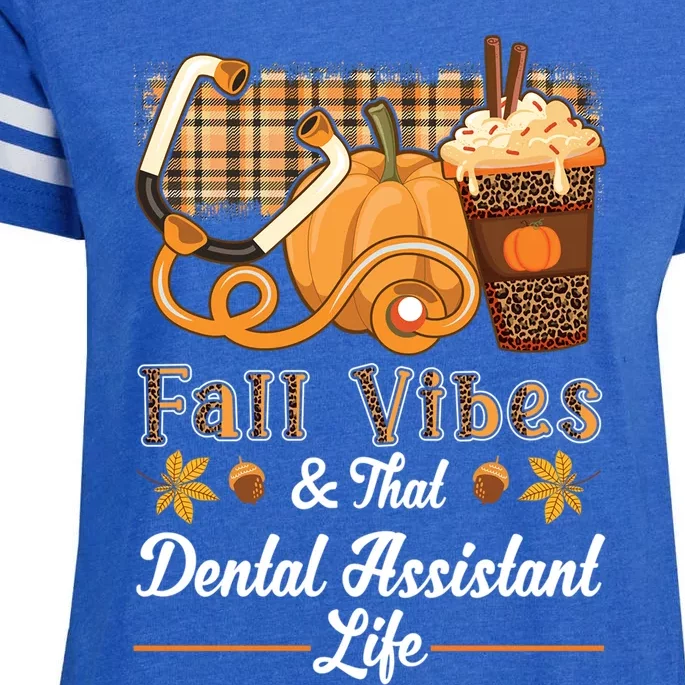 Fall Vibes Dental Assistant Life Pumpkin Spice Latte Leopard Meaningful Gift Enza Ladies Jersey Football T-Shirt