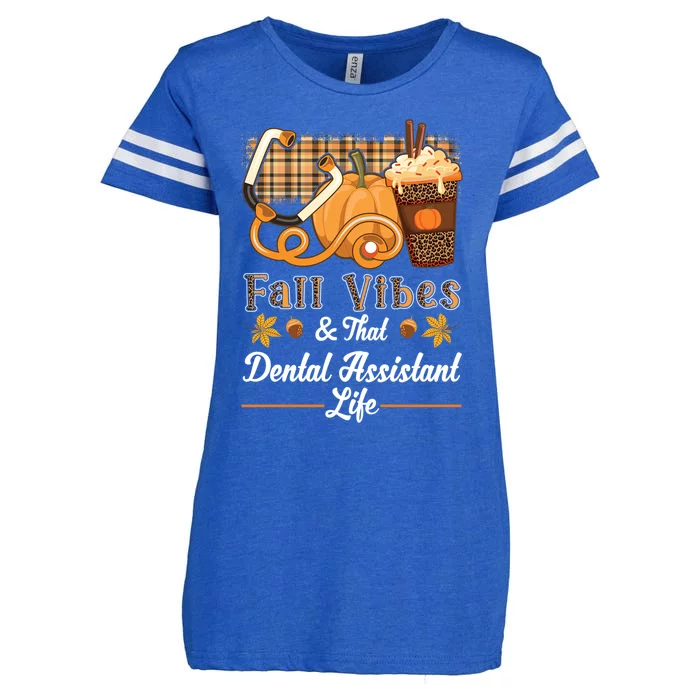 Fall Vibes Dental Assistant Life Pumpkin Spice Latte Leopard Meaningful Gift Enza Ladies Jersey Football T-Shirt