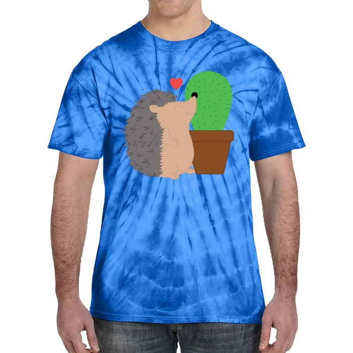 Funny Valentine's Day Gift Hedgehog And Cactus Love Gift Tie-Dye T-Shirt