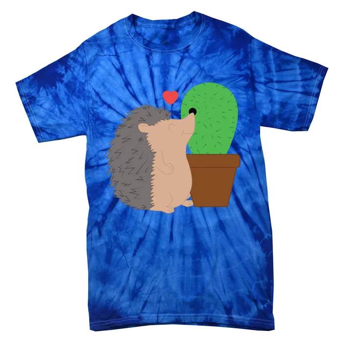 Funny Valentine's Day Gift Hedgehog And Cactus Love Gift Tie-Dye T-Shirt