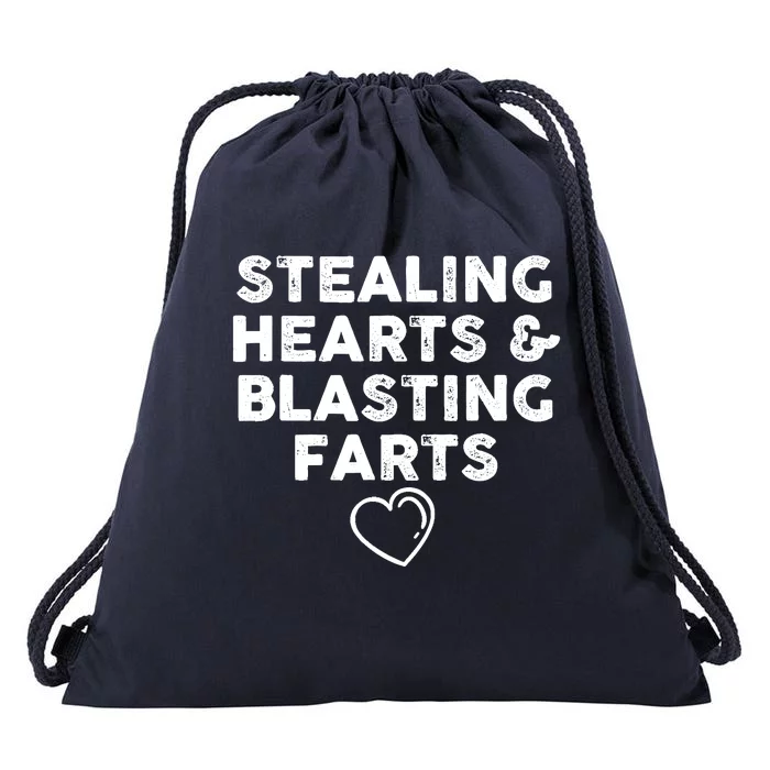 Funny ValentineS Day Stealing Hearts And Blasting Farts Drawstring Bag